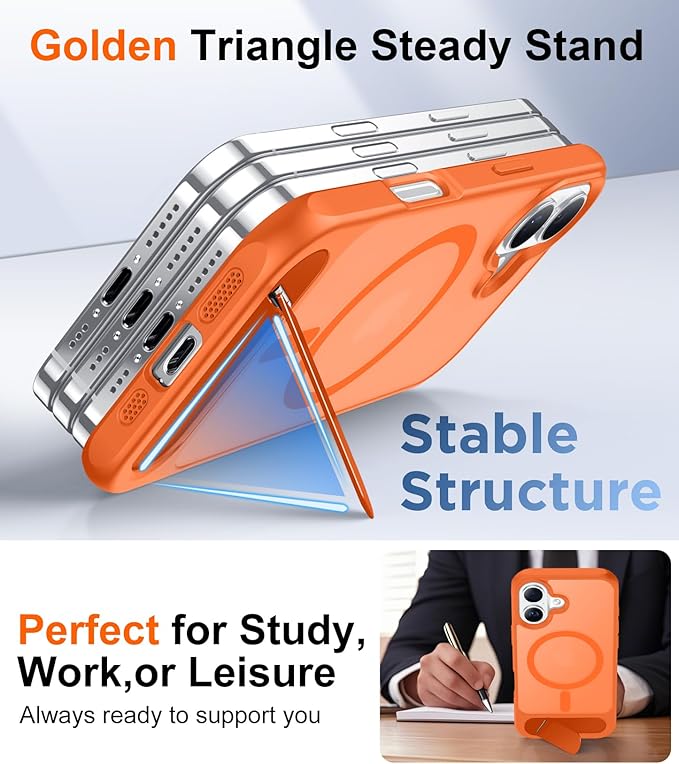 Magnetic Compatible with iPhone 16 Case, [Built-in Invisible Kickstand][Compatible with MagSafe][Military Grade Shockproof] Slim Translucent Matte Phone Case for iPhone 16 6.1"