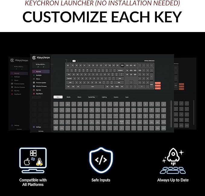 Keychron V6 Max Wireless Custom Mechanical Keyboard, 2.4 GHz Bluetooth 5.1 QMK Full-Size Layout with Hot-swappable Gateron Red Switch RGB Backlight Compatible with Mac Windows Linux