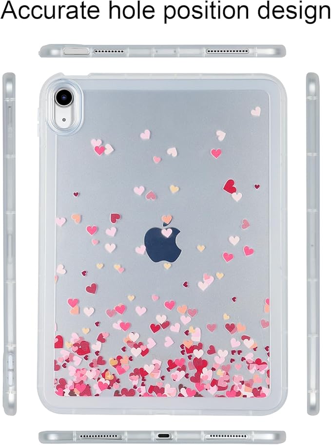 for iPad Pro 12.9 inch Case 6th/5th/4th/3rd Generation (2022/2021/2020/2018) Frosted Translucent Clear Slim Lightweight Protective Cover Soft TPU Back Shockproof Silicone Shell, Love Heart