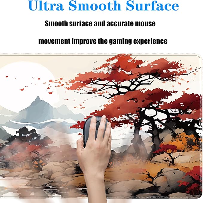 Cherry Blossom XL Mouse Pad,Large Mouse Pad Gaming 31.5 x 11.8 in Mouse Mat Desk Pad,Extended Keyboard Mousepad Large Desk Mat with Non-Slip Rubber Base and Stitched Edge for Home Office