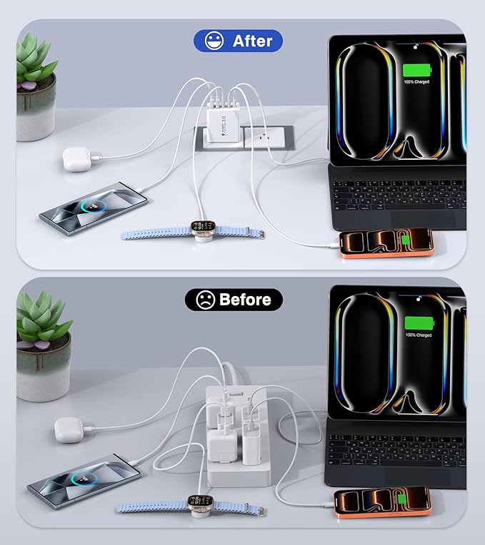 50W USB C Charger Block, 2-Pack Wall Fast Charge Cube Powered Multi-Port Plug Power Adapter Type C Brick for iPhone 17 16 15//14//13//12/ Pro Max iPad, Motorola, LG, Huawei