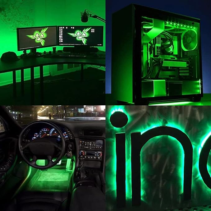 DC 5V USB COB Green LED Strip Light Dimmable IP65 Waterproof USB Powered 6.6ft/2M 640LEDs with Dimmer High Brightness Flexible LED Tape Lights