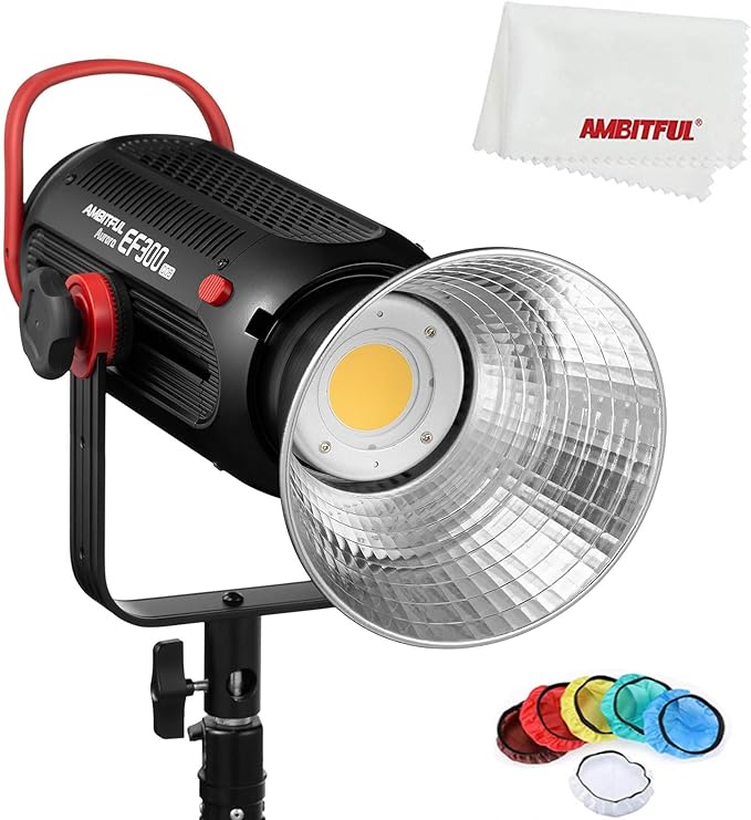 AMBITFUL EF300 Aurora COB 300W 5600K Professional Photography Fill Light Fx Lighting Effects, Wireless Control, Quiet Mode, Suitable for Photography, Studio, Showroom and Makeup (EF300)