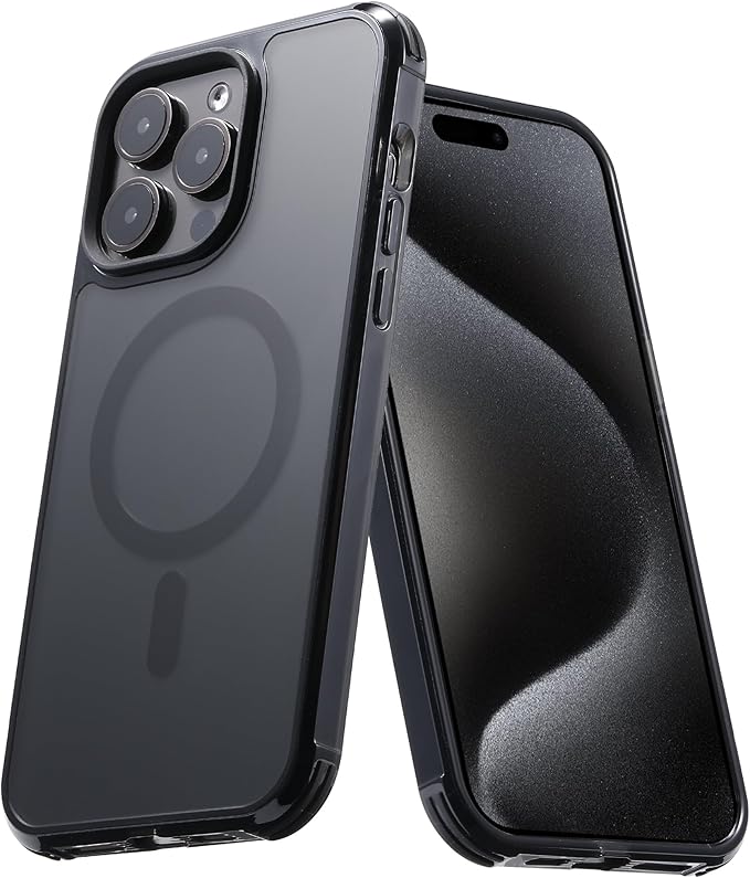 Tigowos for iPhone 15 Pro Max Bumper case Fits MagSafe 15FT Drop Resistant Skin Friendly Feeling Heavy Duty Shockproof Back Cover Fits iPhone 15 Pro Max Phone Cases 6.7"，Black