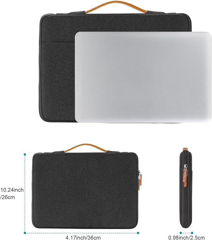 DOMISO 16 inch Laptop Sleeve Protective Case Cover Compatible with 16 16+ inch HP Dell ASUS Lenovo Chromebook,Waterproof Computer Cases Bag with Handle,Black
