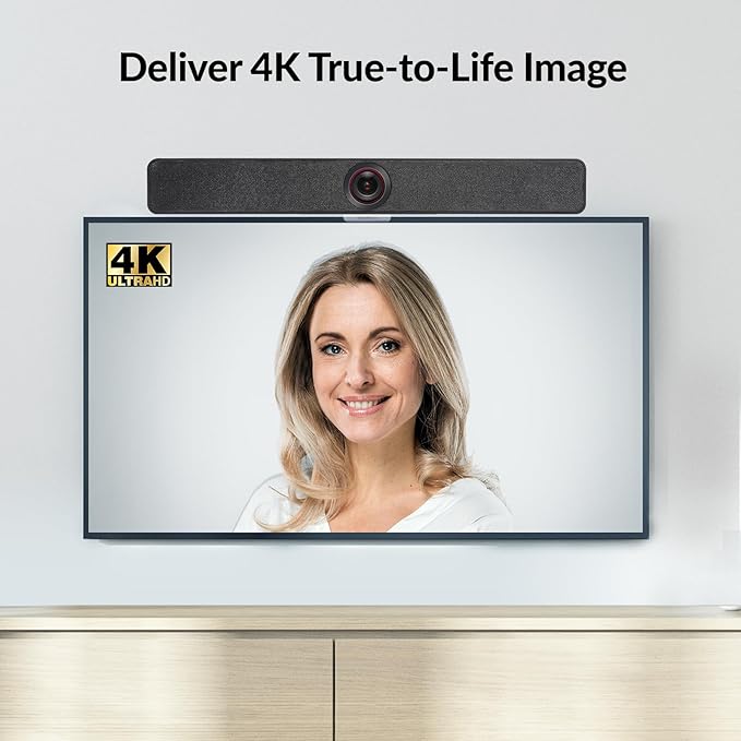 4K Conference Room Camera System with AI Auto Framing, Speaker & Presenter Tracking, Magnetic Privacy Cover, 120° Wide Angle, 5X Zoom, 4-Mic Array & Dual Speakers, USB for Teams, Zoom, Google Meet