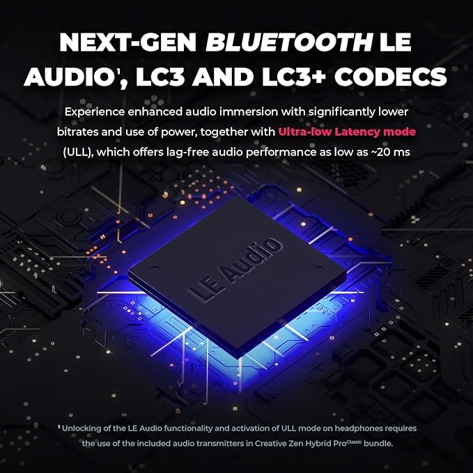 Creative Zen Hybrid Pro (Classic) Wireless Over-Ear Headphones with LE Audio, BT-L3 Wireless LE Audio Transmitter and Boom Mic, Up to 100 Hours, Hybrid Active Noise Cancellation, Ambient Mode