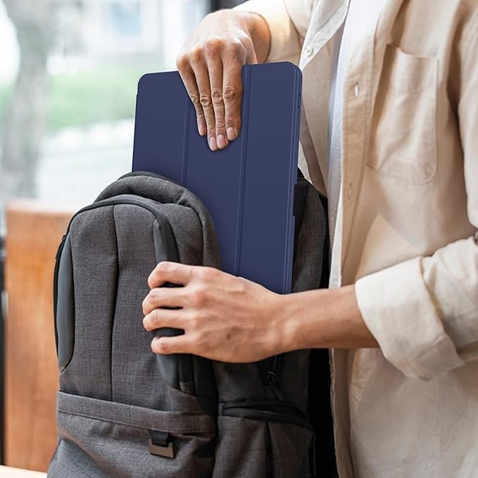 for iPad Pro 12.9 Inch Case 6th/5th/4th Generation (2022/2021/2020) with Pencil Holder, Smart Stand Cover with Soft TPU Back for iPad Air 13 inch Case, Auto Sleep/Wake, Navy