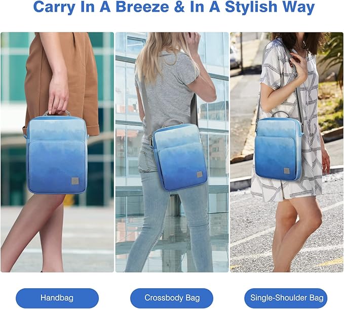 Dadanism 9-11 Inch Tablet Sleeve Bag Carrying Case with Shoulder Strap for iPad (A16) 11", iPad 10th Gen 10.9", iPad Air M4/Pro M5 11", iPad 9/8/7th 10.2", Galaxy Tab A11+ Plus 11", Misty Blue