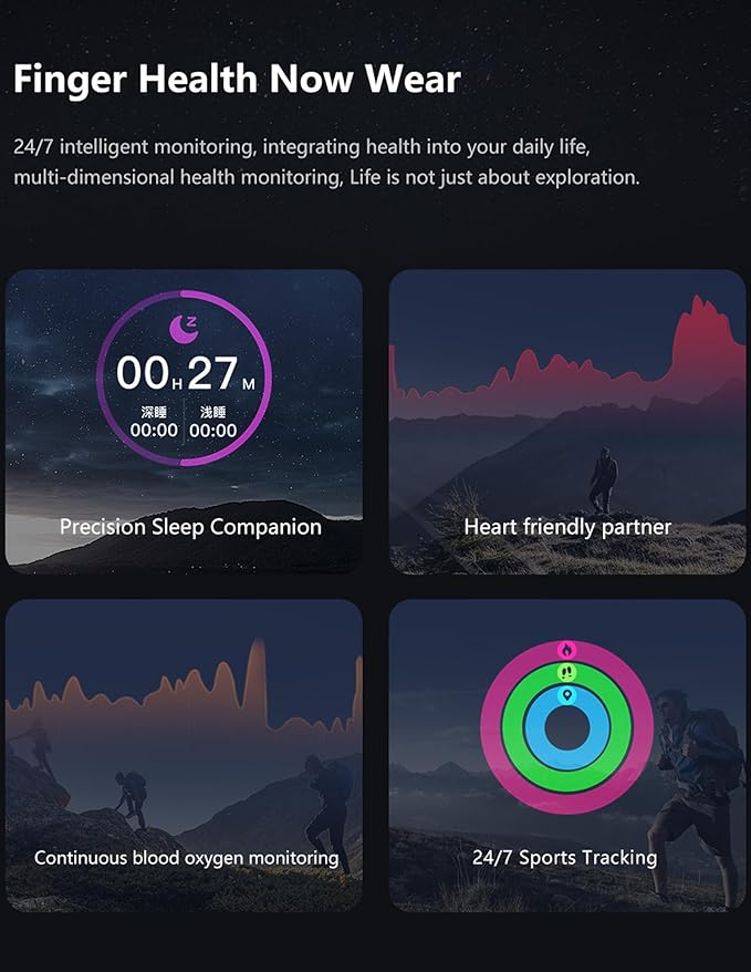 Smart Rings for Men Women Health Ring Fitness Tracker Heart Rate Monitor Sleep Tracker Pedometer Calories Step Counter Waterproof Rings Compatible with iOS Android Phones
