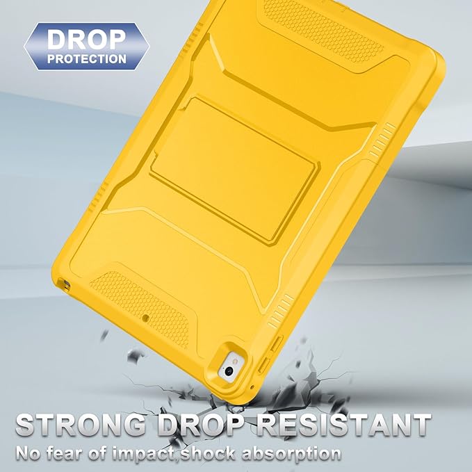 Soke Case for iPad 6th/5th Generation 9.7 Inch 2018/2017,with Built-in Screen Protector and Kickstand, Rugged Full-Body Heavy Duty Protective Cover for Apple iPad Air 2 /Pro 9.7 - Yellow