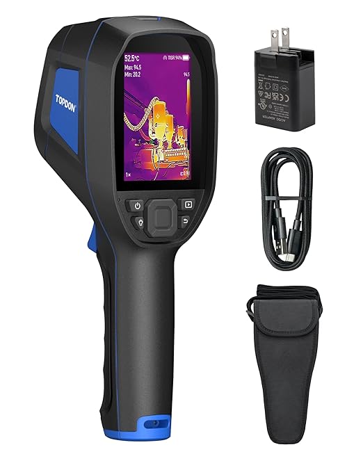 TOPDON TC004 Thermal Imaging Camera, 256 x 192 IR High Resolution 8-Hour Battery Life Handheld Infrared Camera with PC Analysis and Video Recording Supported, 64GB Storage