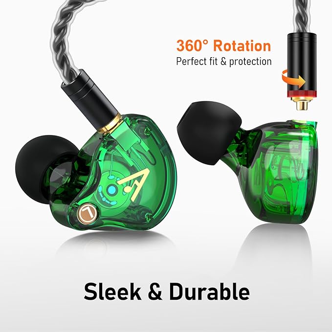 Vibes 202M Wired Earbuds - HiFi in Ear Monitor Headphones - Noise Isolating Ear Buds w/ Mic - Clear Sound, Deep Bass & Comfort-Fit Gaming Earphones - MMCX to 3.5mm & Silver Plated Cord, Carrying Case