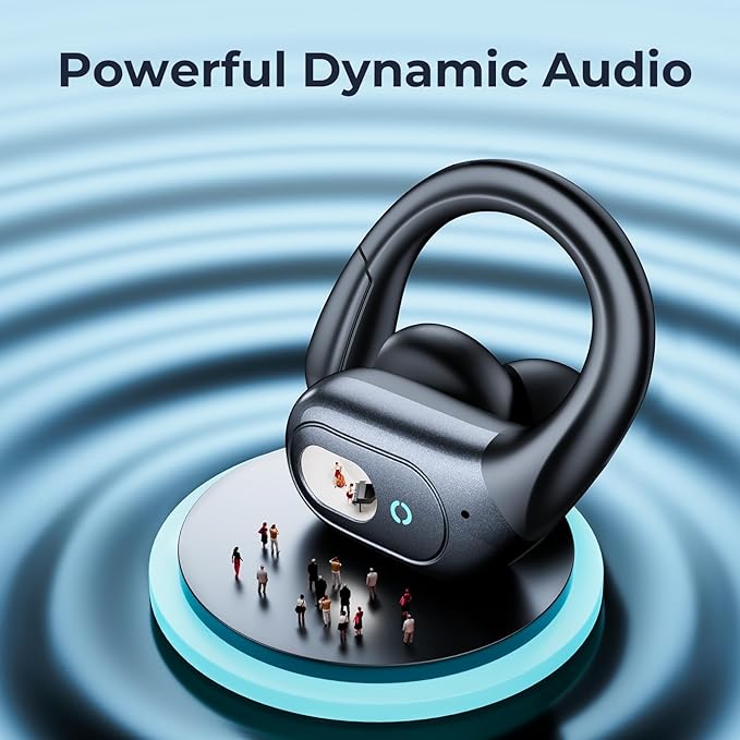 occiam Active Noise Cancelling Earbuds Wireless Bluetooth Headphones Ear Buds 90Hrs Playback Stereo Bass Earphones with Mic Over-Ear Hooks IPX7 Waterproof Headset for Work Sports Running Matte Black