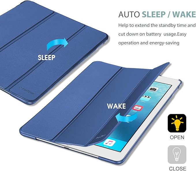 ProCase Smart Case for iPad Pro 9.7 Inch 2016, Ultra Slim Lightweight Stand Smart Case Shell with Translucent Frosted Back Cover for iPad Pro 9.7 Inch (A1673 A1674 A1675) -Darkblue