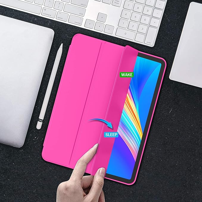 iMieet iPad Pro 13 Inch Case (M5/M4) 2025/2024 with Pencil Holder, Trifold Stand Smart Case with Soft TPU Back, Auto Wake/Sleep (Rose Red)