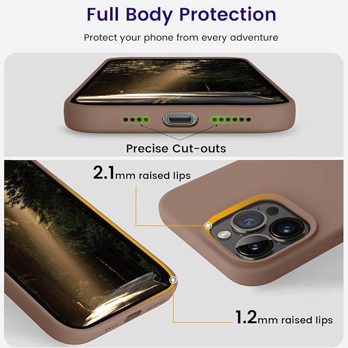 OTOFLY Designed for iPhone 14 Pro Max Case, Silicone Shockproof Slim Thin Phone Case for iPhone 14 Pro Max 6.7 inch (Light Brown)