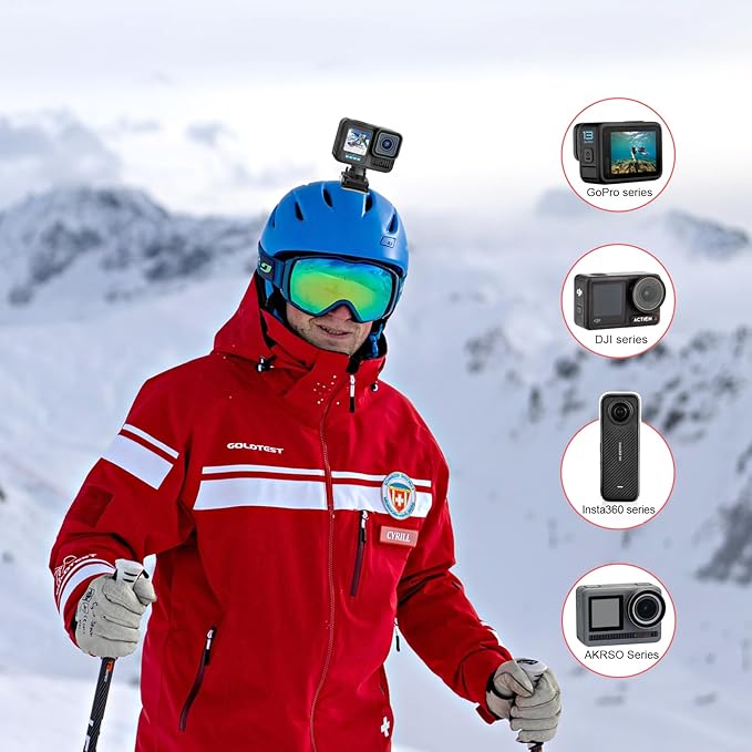 Forevercam 360°Rotate Aluminum Helmet Mount for Gopro Hero 13 12 11 10 9 8 DJI Osmo Insta360 AKASO and Other Action Camera 1/4’’-20 Lock Protector Quick Release Buckle Clip Basic Base Mount