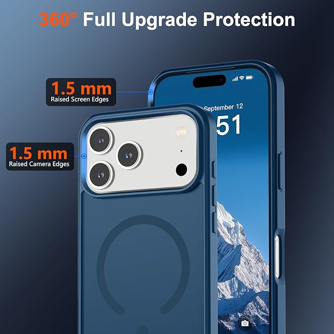 SUPFINE Magnetic for iPhone 17 Pro Max Case (Compatible with MagSafe)(Military Grade Drop Protection) Translucent Matte Shockproof with Anti-Fingerprint Phone Cover,Deep Blue
