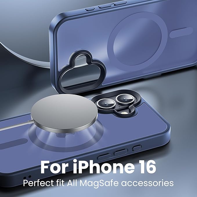 Magnetic Designed for iPhone 16 Case, [Military Grade Drop Tested] [Compatible with MagSafe] Slim Protective Translucent Matte Case for iPhone 16 Phone Case 6.1,Blue