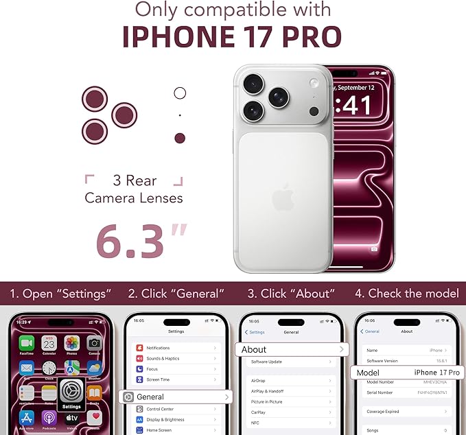 BERFY for iPhone 17 Pro Case, Compatible with MagSafe, Built-in Privacy Screen Protector, Camera Protection, Shockproof Full Body Phone Case 6.3", Clear Bright Pink