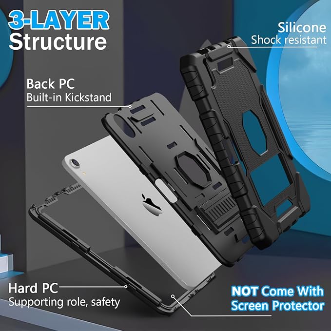 Grifobes Case for iPad mini 7 (A17 Pro) 2024 / Mini 6 2021 8.3 inch, Heavy Duty Shockproof Rugged Cover with Pencil Holder Stand, for I Pad Mini 7th/6th Gen 8.3" Case (Black)