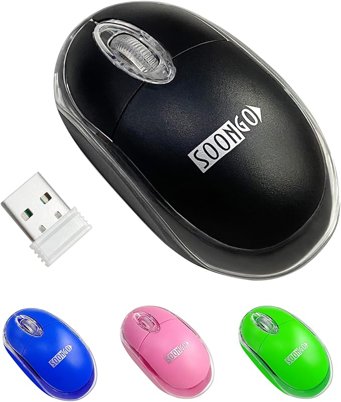 SOON GO Mini Wireless Mouse,Portable Mobile Optical Cordless Mouse fit for Mac,Laptop, Desktop-Black