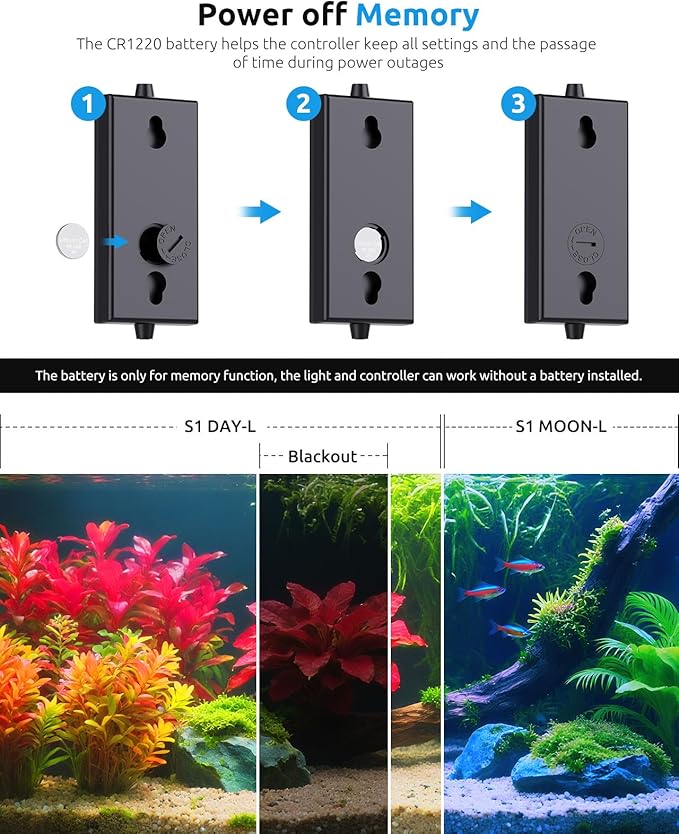 SEAOURA Aquarium LED Light with Thermometer, 18-24in Full Spectrum Lights for Fish Tank, 24/7 Programmable with Power Off Memory, WRGB Custom, 20 Level Dimmable Brightness for Freshwater Aquariums