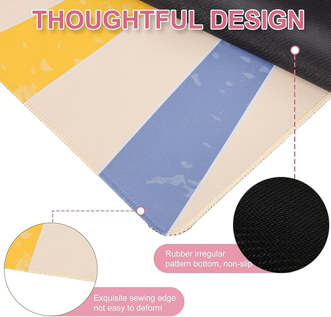 L-SPOUTTO Geometric Heart Desk Mat for Keyboard and Mouse,Abstract XXL Large Mouse Pad,35.4x15.7in Non-Slip Keyboard Pad Waterproof Desktop Mat for Laptop Computer Work Game Home Office-Groovy Heart