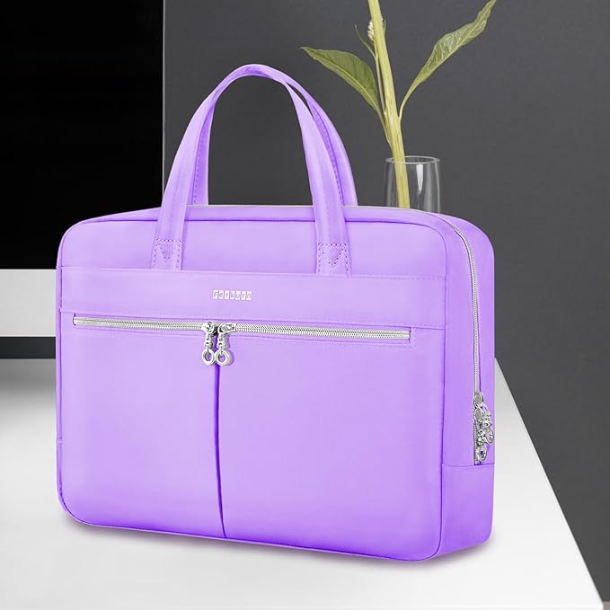 Ferkurn Laptop Bag Case Women Men Computer Bag Compatible with MacBook/HP/LG/Dell, Shoulder Strap Slim Carrying Messenger Briefcase, Purple, 17-17.3 Inch