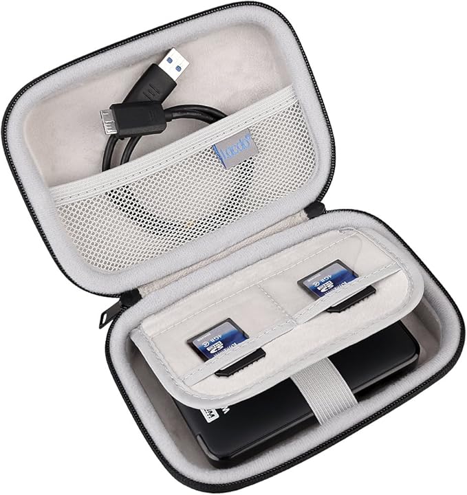 Lacdo Hard Drive Carrying Case for Western Digital WD My Passport/WD Elements/My Passport Ultra Portable External Hard Drive 1TB 2TB 3TB 4TB 5TB 6TB USB 3.0 2.5 inch HDD Travel Bag, Blue
