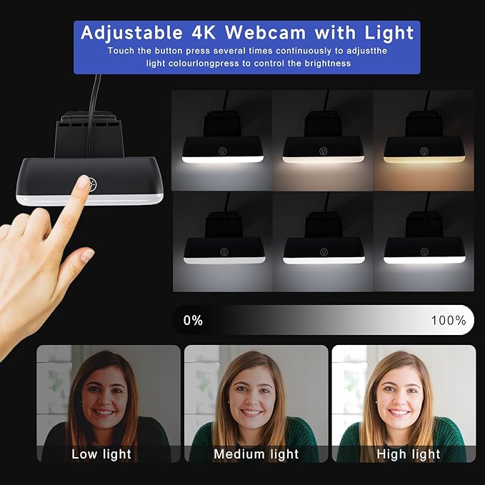 Webcam for PC - PC Camera Webcam 1080P, Desktop Computer Web cam with Privacy Shutter and Tripod Autofocus, Dual Noise-USB Plug&Play,Cancelling Mics,Auto Light Correction,