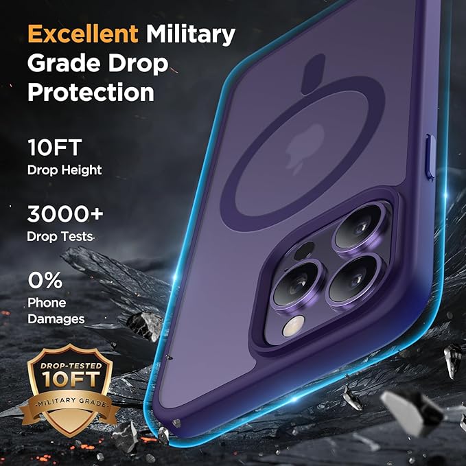 Miracase Magnetic Series for iPhone 13 Pro Max Case [Compatible with MagSafe] [with 2X Screen Protectors] Military-Grade Protection, Anti-Fingerprint, Phone Case for iPhone 13 Pro Max, Dark Purple