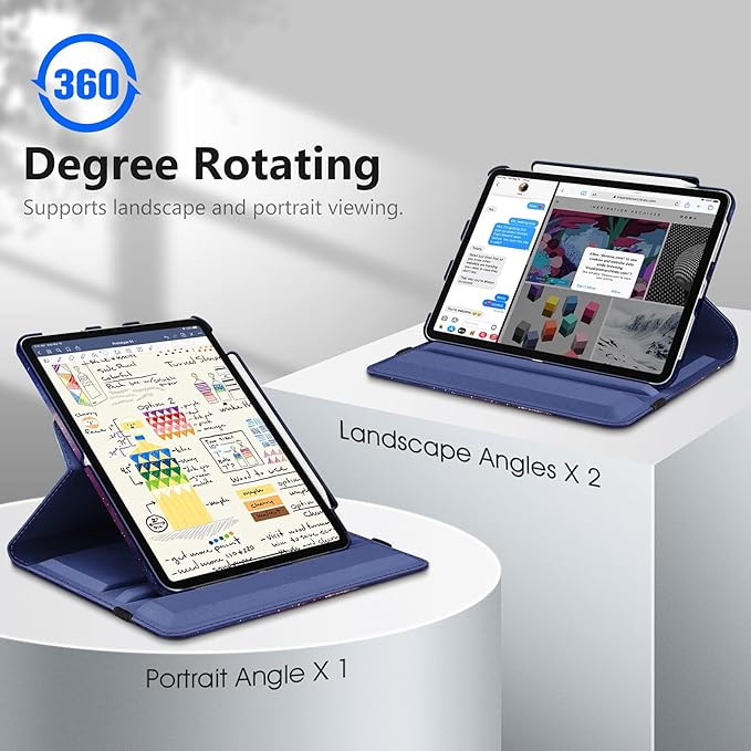 Fintie Rotating Case for iPad Pro 11-inch (4th / 3rd Generation) 2022/2021-360 Degree Swiveling Stand Cover w/Pencil Holder, Auto Sleep/Wake, Also Fit iPad Pro 11" 2nd/1st Gen, Galaxy