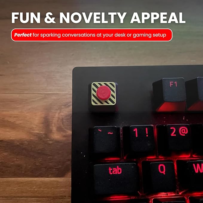 Artisan Custom ESC Keycap for MX Mechanical Keyboard - 2 Pack Emergency Red Panic Button for PC Gaming Keyboard with Hazard Stripe Design, Universal 1u Keycap fits Cherry MX Switches