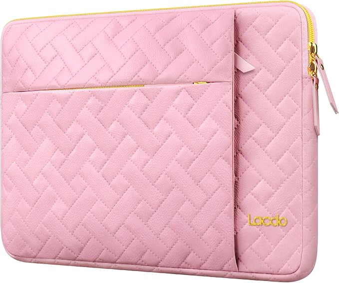 Lacdo Laptop Sleeve Case for 15 inch New MacBook Air M5/A3448 (2026), M4 A3241 2025, M3 A3114, M2 A2941 2024-2023, 15 inch MacBook Pro A1990 A1707 Computer Bag with Accessory Pocket, Sakura Pink