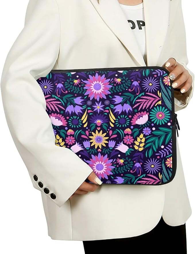 Mandala Flower Laptop Protective Sleeve for Women 10 inch Lap Top Case Portable Computer Sleeve Laptop Protector Zippered Pouches Gifts for Girls Boys Purple