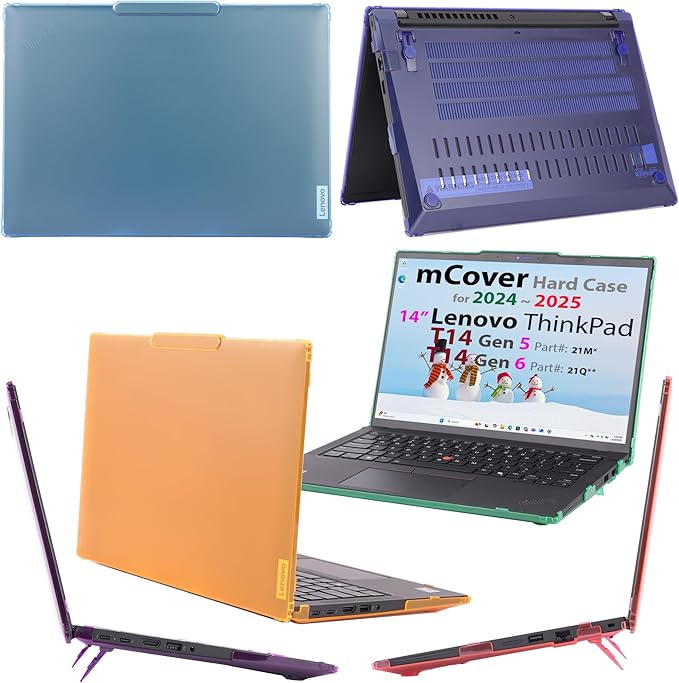 mCover Hard Case ONLY Compatible for 2024-2025 14" Lenovo ThinkPad T14 Gen 5/6 and P14s Gen 5/6 (AMD) Windows Notebook PC (with 180° Hinge, NOT Fitting Any Other Lenovo Models)- Black