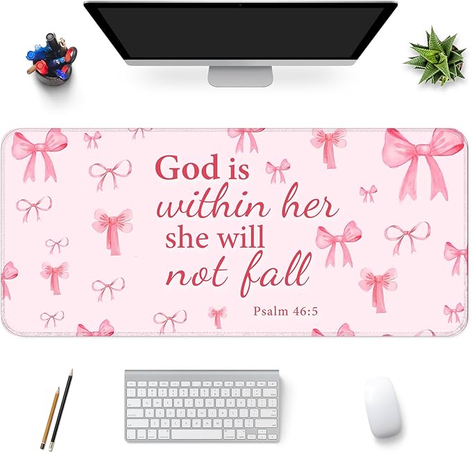 Desk Mat,Large Mouse Pad 35''×15.6'' XXL Extended Mouse Pad Mat Desk Pad with Non-Slip Base Mousepad for Computer,Office,Keyboard and Laptop - Bowtie