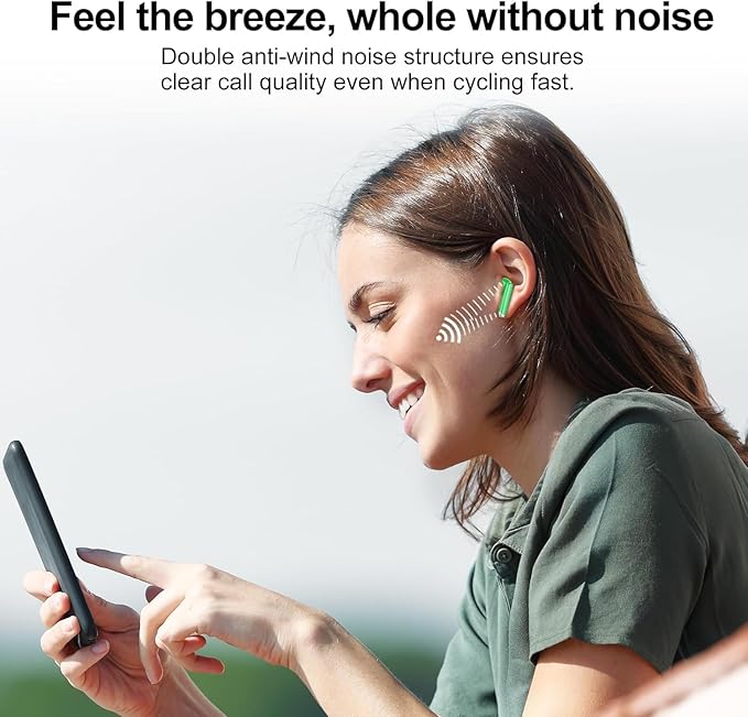 Jesebang Wireless Earbuds, Bluetooth 5.4 Headphones HiFi Stereo, Bluetooth Earbuds with ENC Noise Cancelling Mic, 36H LED Display Ear Buds, IPX7 in Ear Earphones for Phone Tablet Laptop Sports, Green