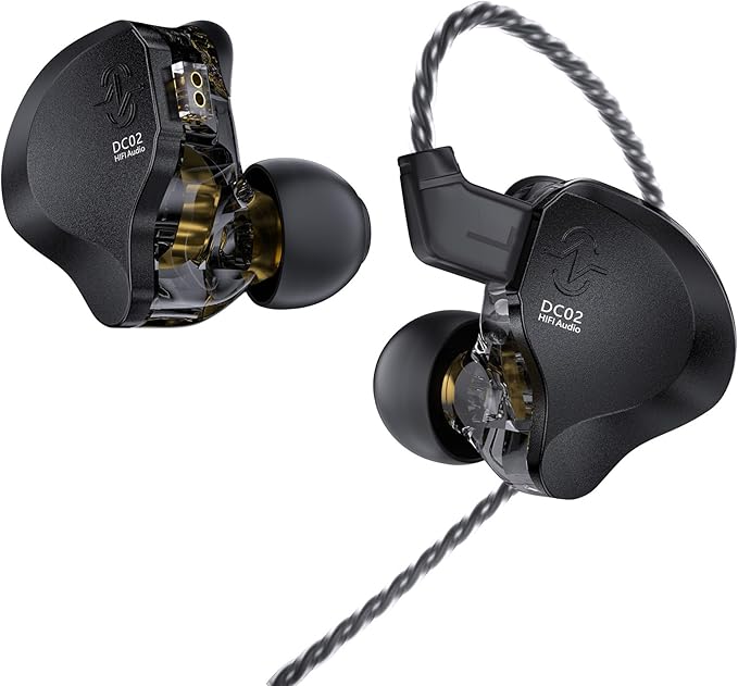 in Ear Monitor Headphones,CCZ DC02 In Ear Monitor Dual Magnetic Circuit DD Wired Earbuds ,Professional Hifi Earphone,Stereo Sound Gaming Earbud,IEM for Gaming,CCZ IEM Earphone for System(Black,No MIC)