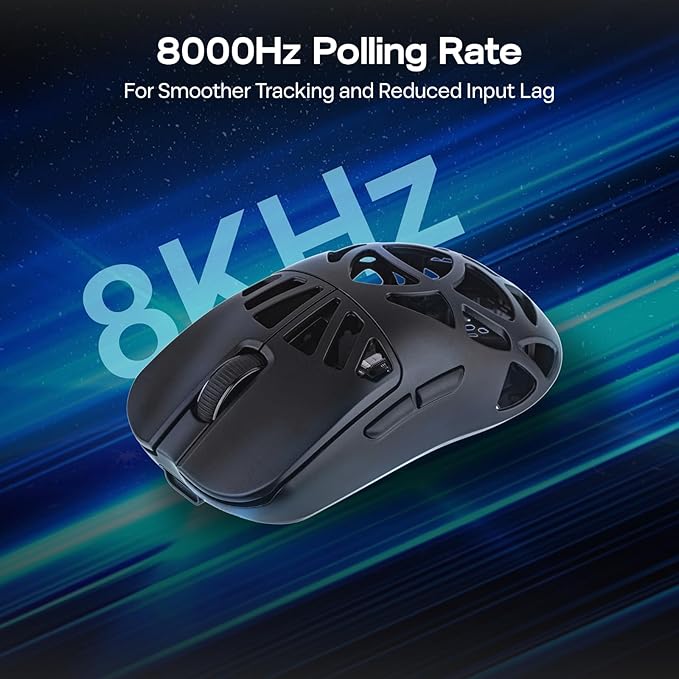 EPOMAKER Carbon X Wireless Gaming Mouse, 400 to 30,000 DPI Adjustable, PAW3950 Sensor, 50g Lightweight, Carbon Fiber Shell, 2.4G/BT/USB-C Rechargeable Wireless Mouse for PC/Mac/Linux (Matte Black)