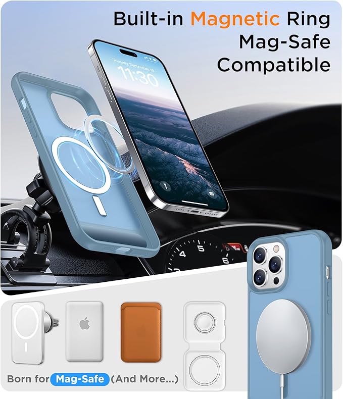 Magnetic Compatible with iPhone 14 Pro Case, [Built-in Invisible Kickstand][Compatible with MagSafe] [Military Grade Shockproof] Slim Translucent Matte Phone Case for iPhone 14 Pro 6.1"