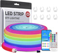 BTF-LIGHTING 13.1FT WS2811 WS2812B IC RGB DC5V 360 Degree Round Reticulate Chasing Color Neon LED Strip Kit Bluetooth Controller Flexible Silicone IP67 Waterproof Rope Light for Home Decor(No Adapter)