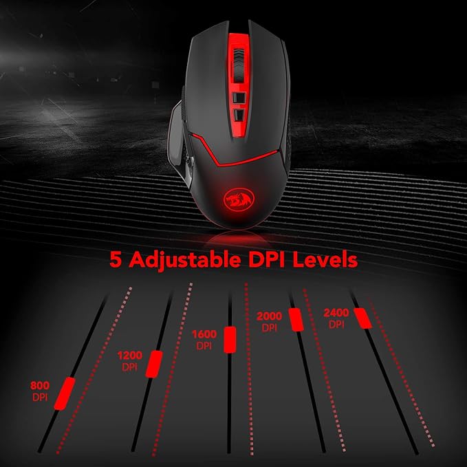 Redragon M690-1 Wireless Gaming Mouse with DPI Shifting, 2 Side Buttons, 2400 DPI, Ergonomic Design, 8 Buttons-Black