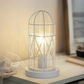 Seaside village Bedside Touch Lamp, Small Table Lamp for Bedroom Living Room, 3 Way Dimmable Modern Nightstand Lamp, Simple Desk Lamp with White Metal Cage Shade, 2700K LED Bulb Included