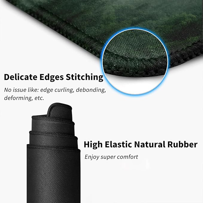 Extended Large Mouse Pad, Functional Desk Pad with Stitched Edges, XXL Mouse Pad Large (31.5x11.8 Inch) w/Brilliant Design, Desk Mat Keyboard Pad Non Slip Base Gaming Mousepad - Forests