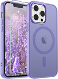 SUPFINE Magnetic for iPhone 13 Pro Max Case (Compatible with MagSafe) (Military Grade Drop Protection) Slim Translucent Matte Shockproof with Anti-Fingerprint Phone Case,Purple