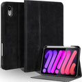 Gexmil Leather Case for iPad mini 7 (A17 Pro) 2024 / iPad mini 6 Generation 2021 8.3 Inch,Premium Cowhide Cover with Pencil Holder,Adjustable Stand, Auto Wake/Sleep,Sanded Black