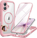 Miracase for iPhone 17 Case 6.3'', Full-Body Military Grade Drop Protection Outdoor Phone case with Built-in Glass Screen &Camera Control,Easy Installation,No Gap,Compatible with MagSafe, Pink